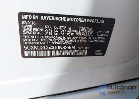 2016 BMW X6 xDrive35I from USA, damaged, VIN 5UXKU2C54G0N82404